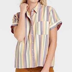 Universal Thread Multicolor Striped Button-Up Shirt